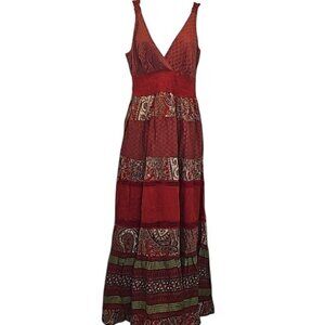 Chaudry KC Anthropologie Tiered Maxi Dress Medium New Paisley Floral Women's